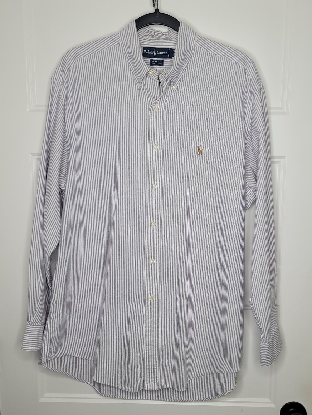Ralph Lauren "Yarmouth" striped cotton dress shirt size of 16½–34